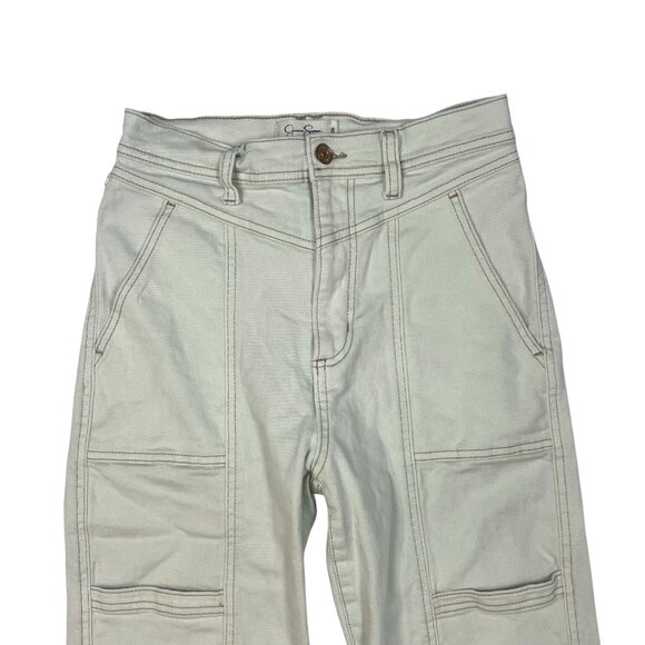 Jessica Simpson Slim Straight Cargo Ankle Jeans Size 26 Trouser High Rise Ecru - Picture 6 of 12